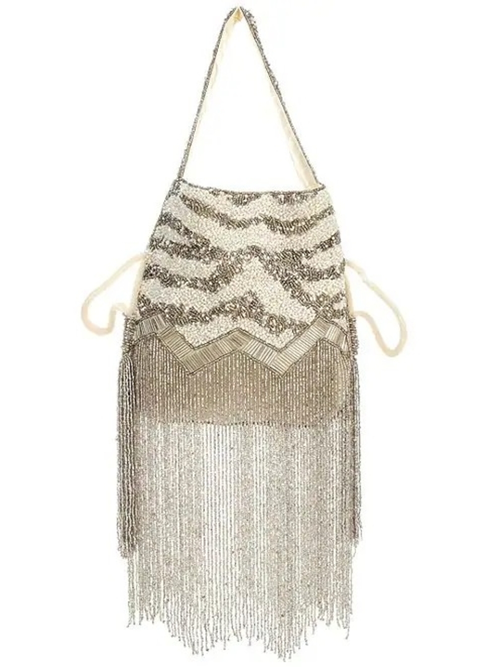 Free People Silver Beaded Fringe Wristlet